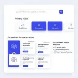desktop preview of AI-powered search bar with contextual suggestions and relevant product recommendations
