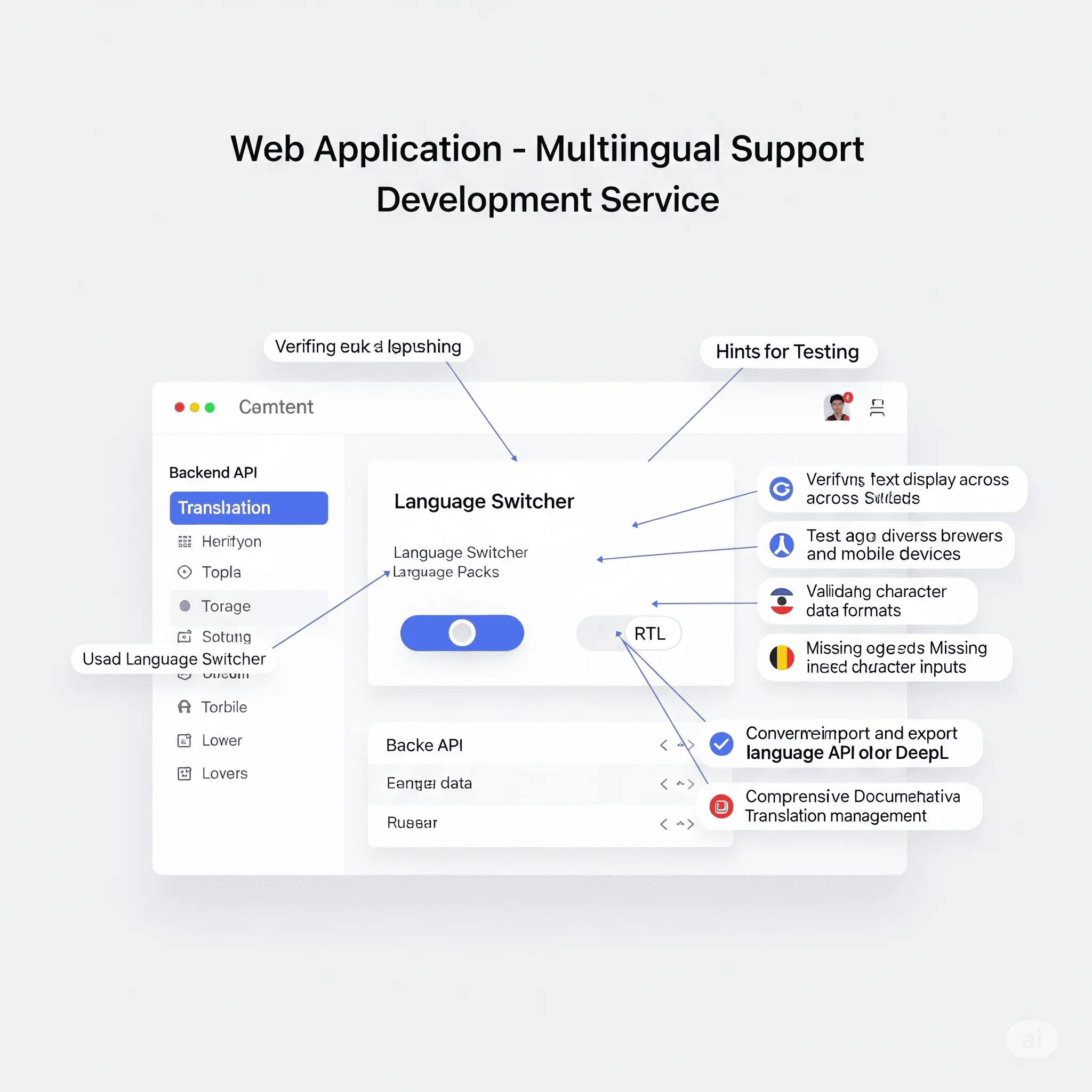 desktop interface preview of integrated translation management panel with real-time content updates