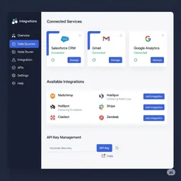 desktop preview showing CRM integration dashboard with real-time lead capture and automated data sync