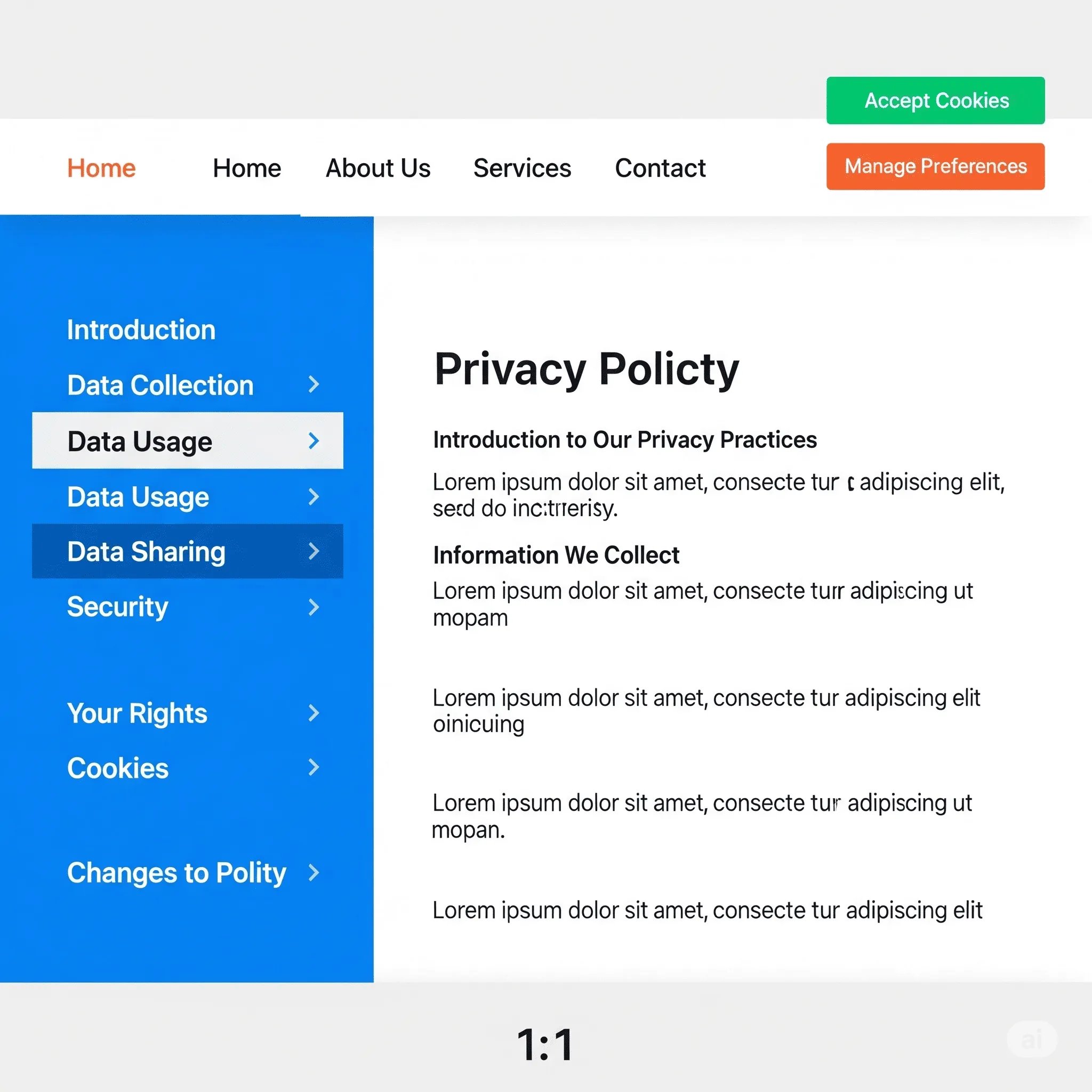 desktop view of multilingual legal pages with switchable language options