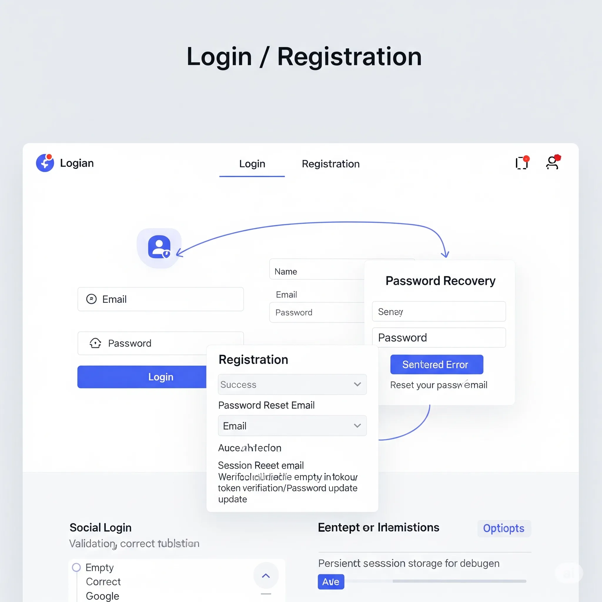 desktop view of login form with email and password input fields and validation messages