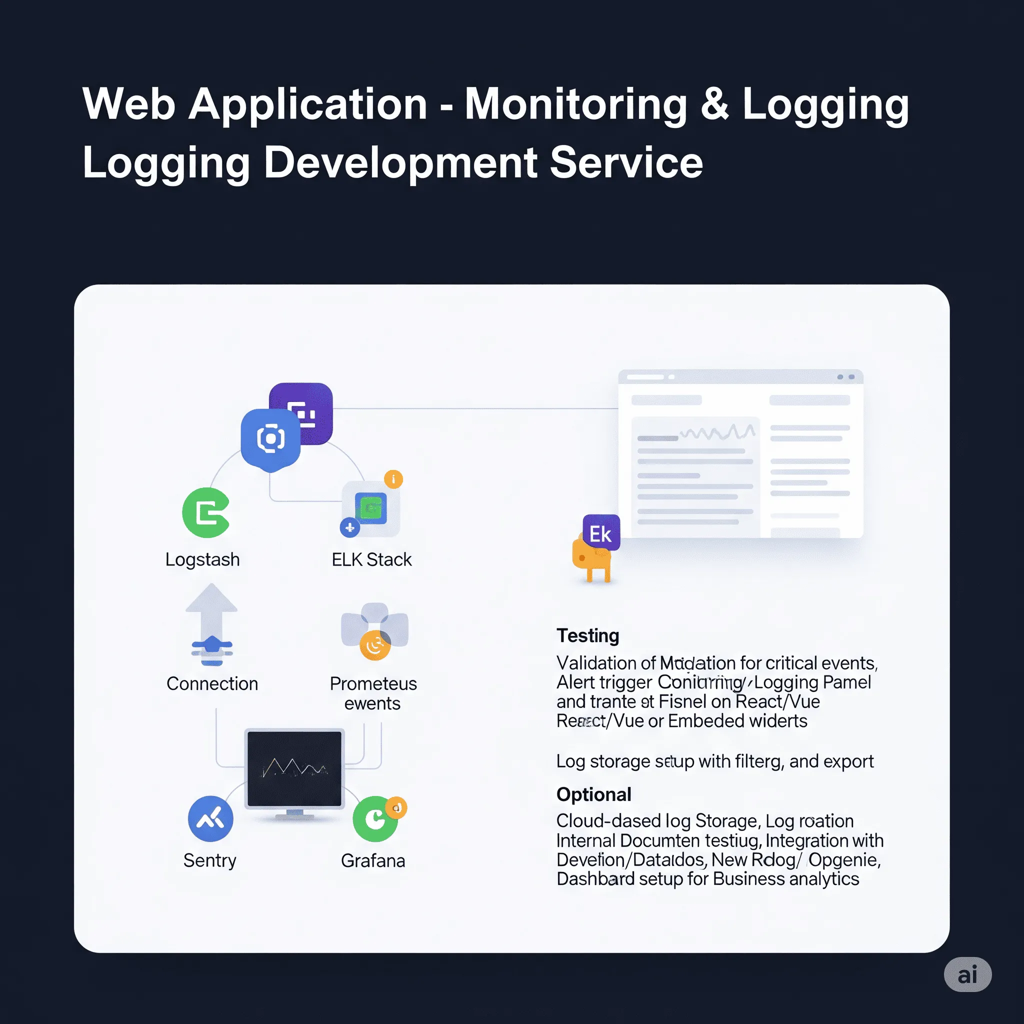 desktop preview of custom monitoring dashboard displaying alerts and application status