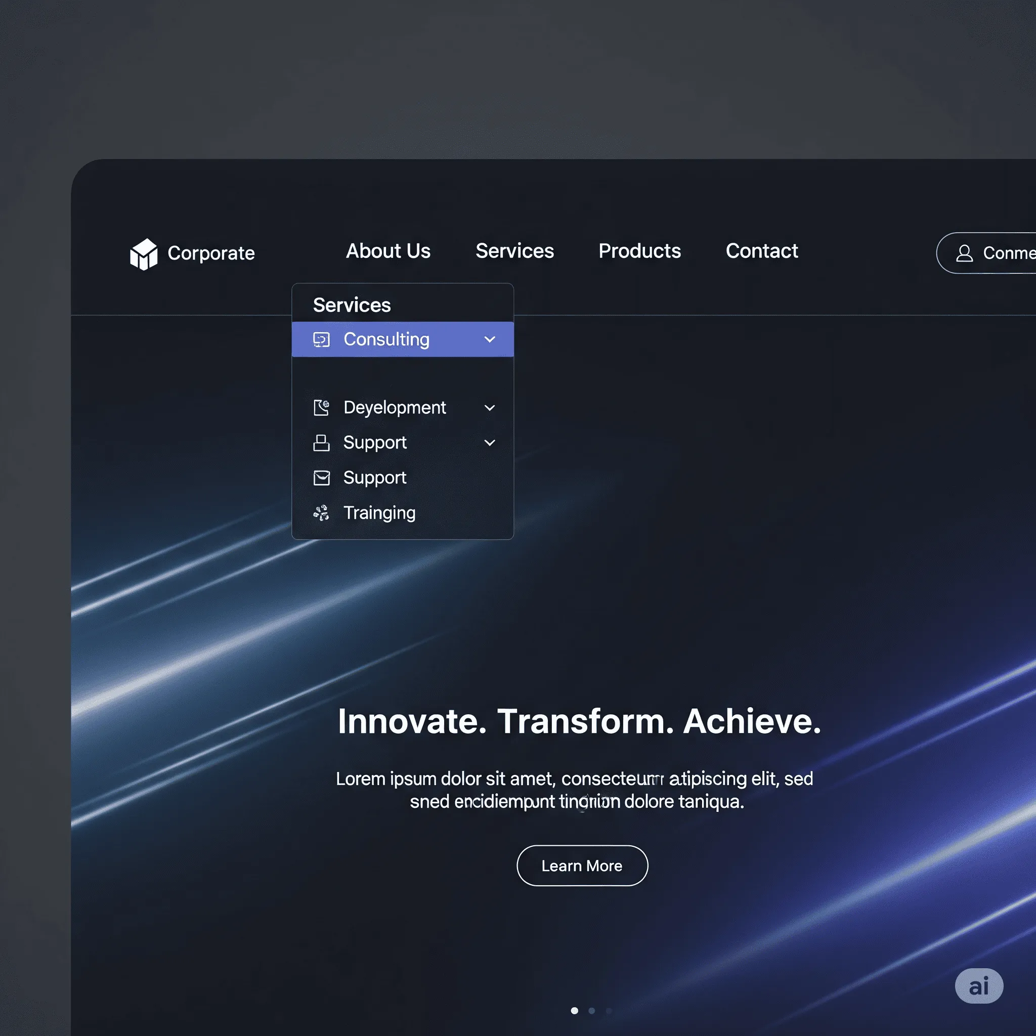 desktop preview of vertical navigation menu with nested submenu categories