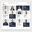 desktop preview of company team module showing expert profile cards in a clean grid layout
