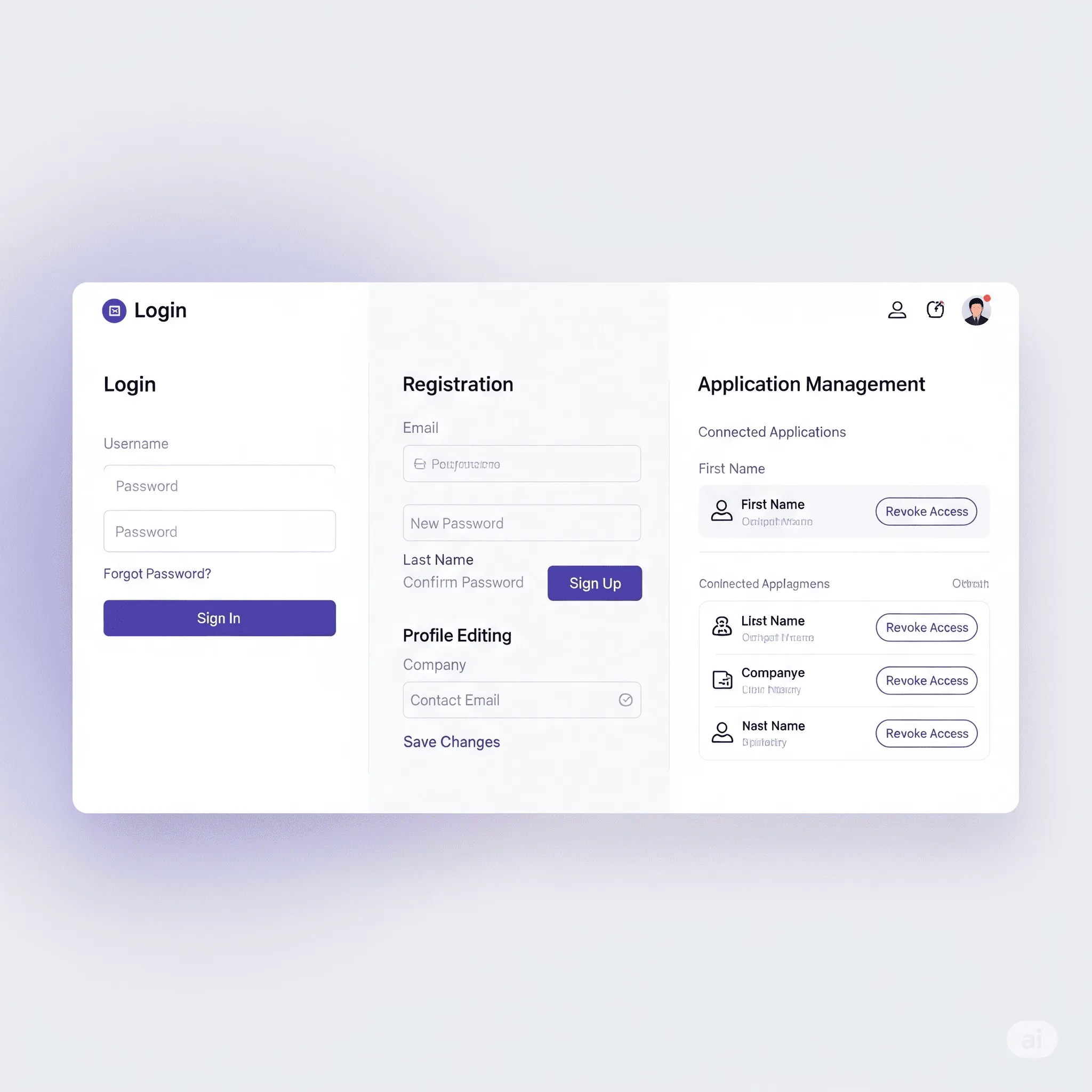 desktop view of personal dashboard with role-based access controls and profile editing