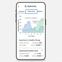 mobile screen showing two button design variations for A/B experiment
