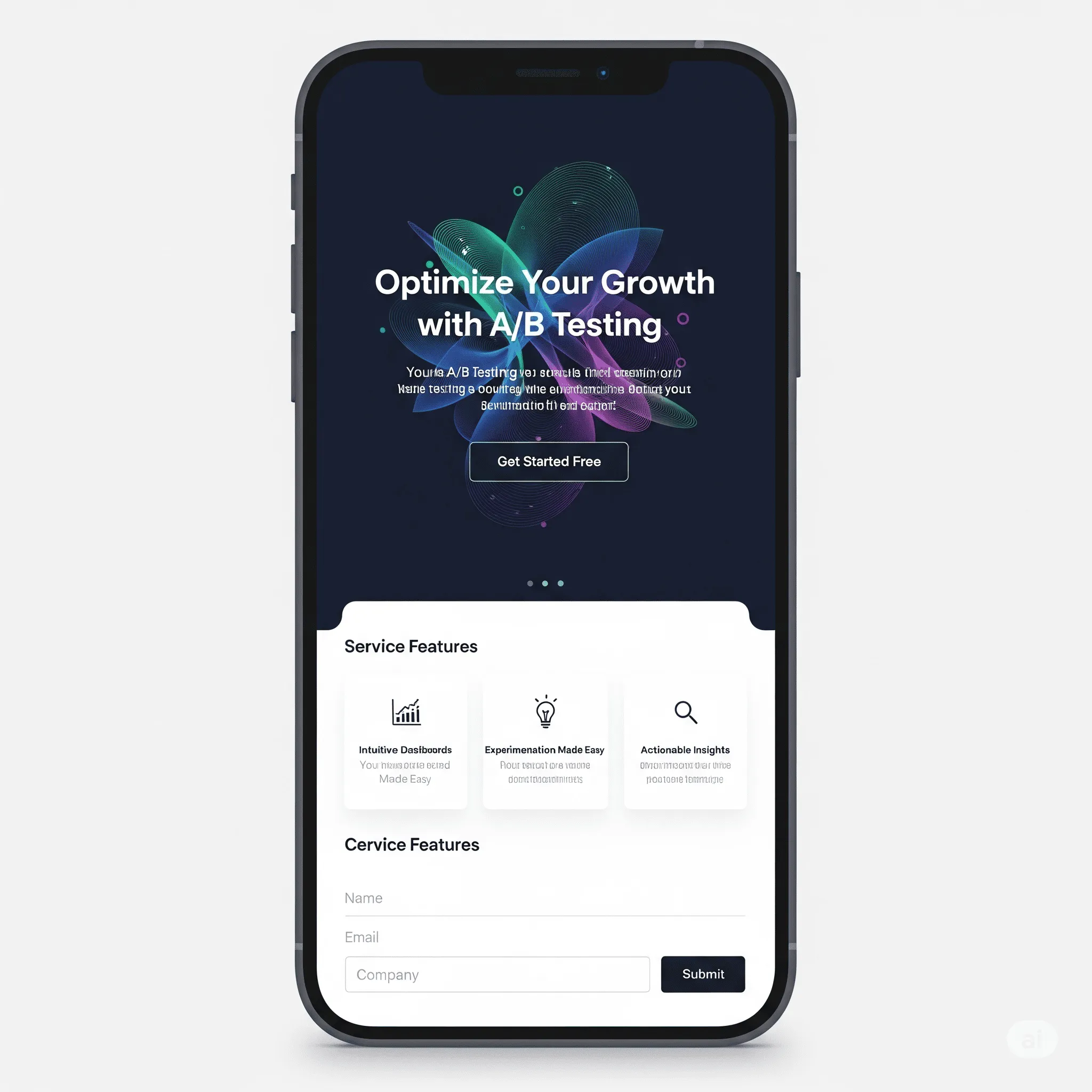 mobile preview of alternative content variations displayed to users for testing