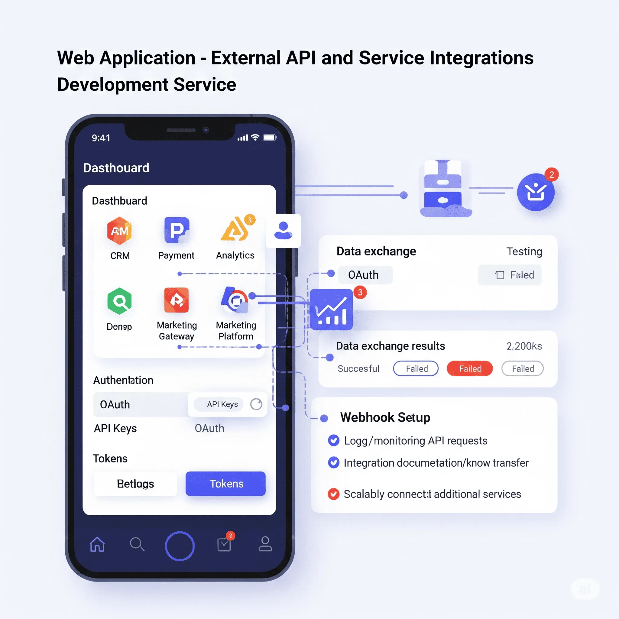 mobile preview of successful external API integration popup notification with smooth animation