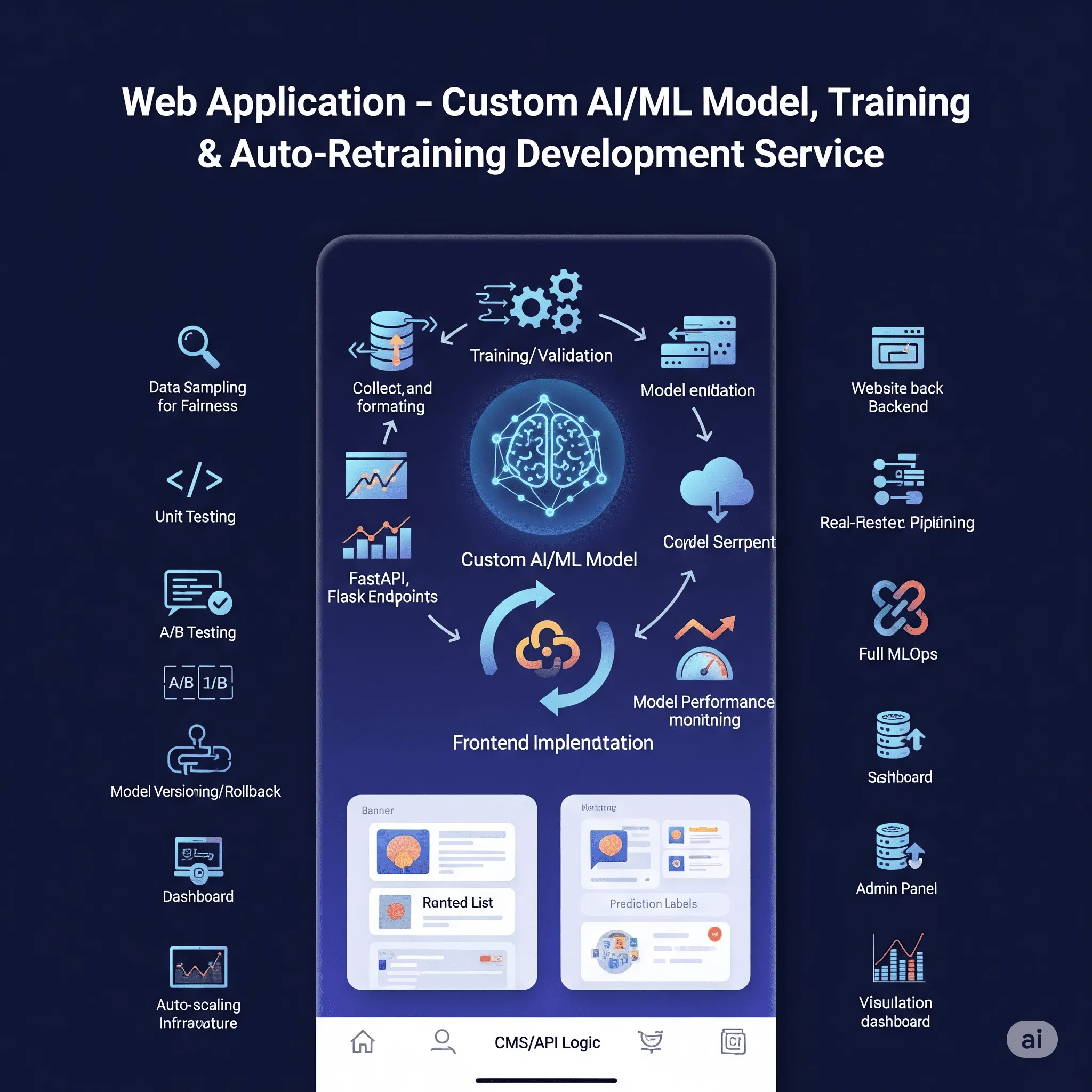 mobile notification preview showing auto-retraining status and model update confirmation