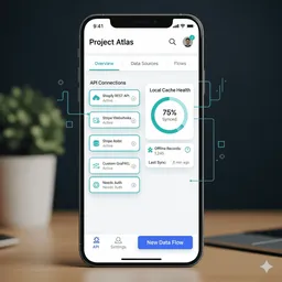 mobile screen showing API client setup with authentication token input