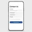 mobile view of contact form with error messages for incorrect input and connection issues