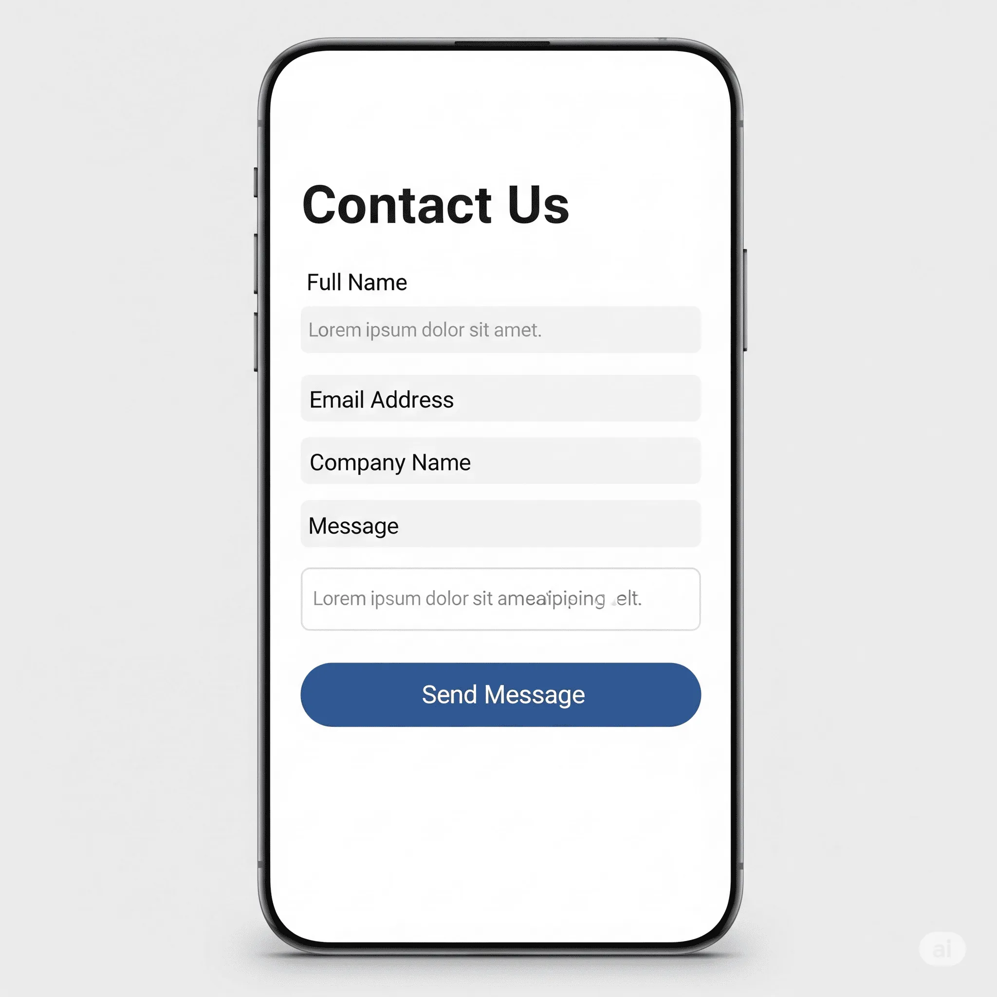 mobile view of contact form with error messages for incorrect input and connection issues