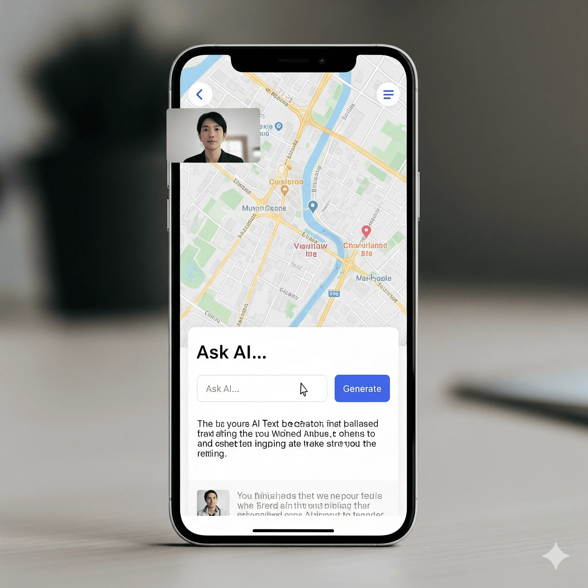 mobile screen displaying user location on an interactive map with route tracking