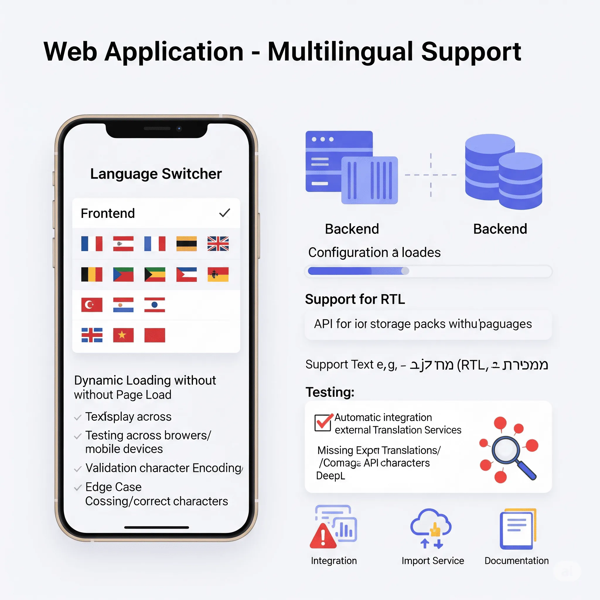 mobile view of multilingual module featuring a compact dropdown language switcher optimized for one-hand use