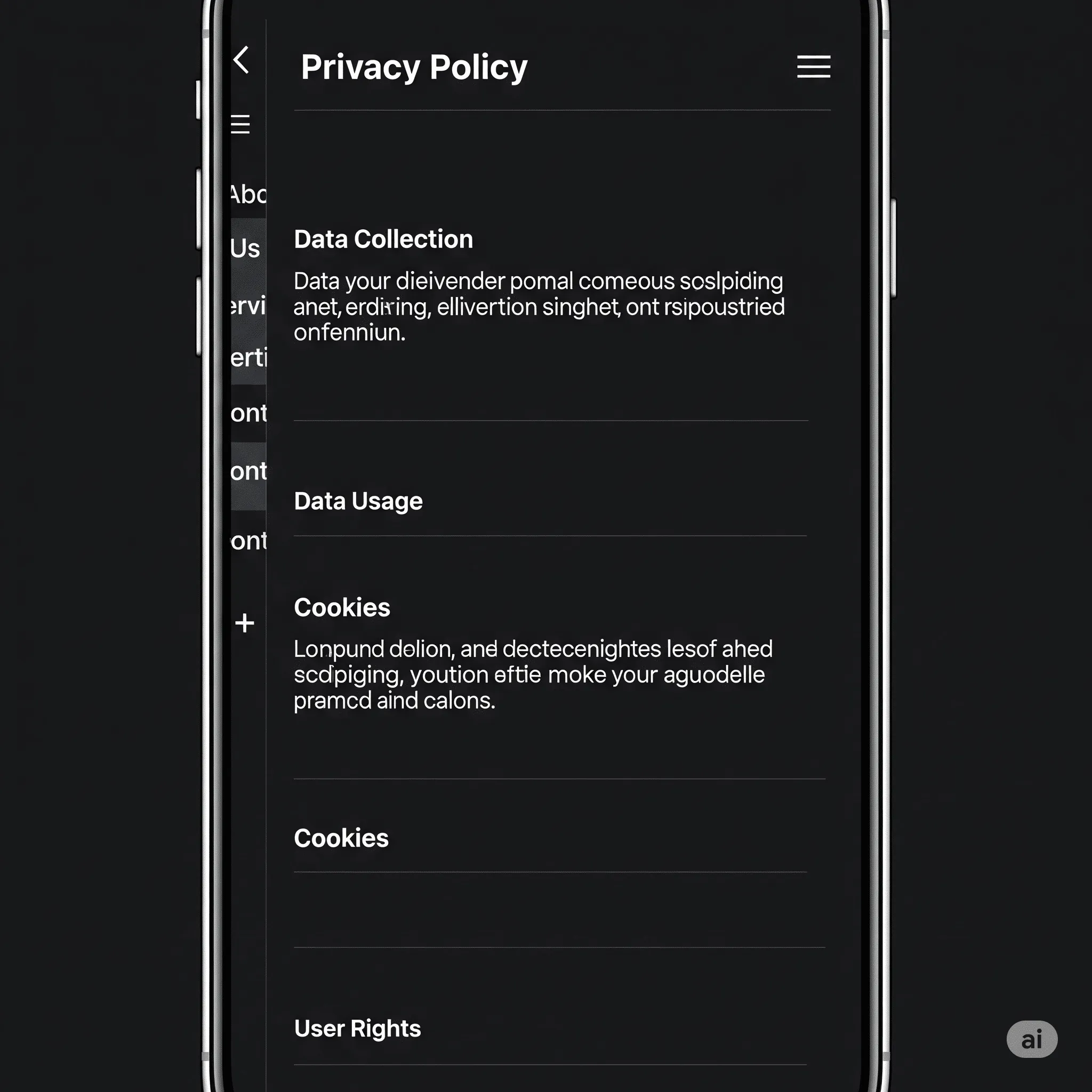 mobile preview of legal update notification popup integrated into website