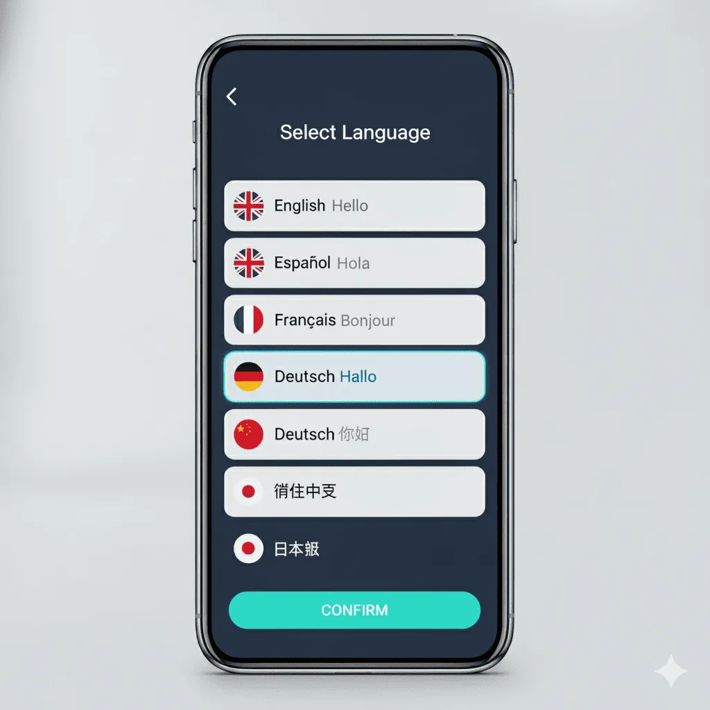 mobile app view demonstrating offline translation caching for selected language