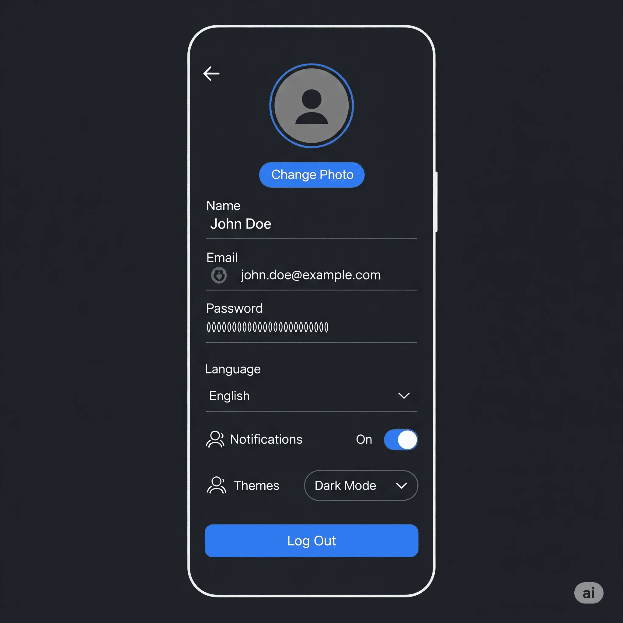 mobile interface showing password reset and security preferences in settings