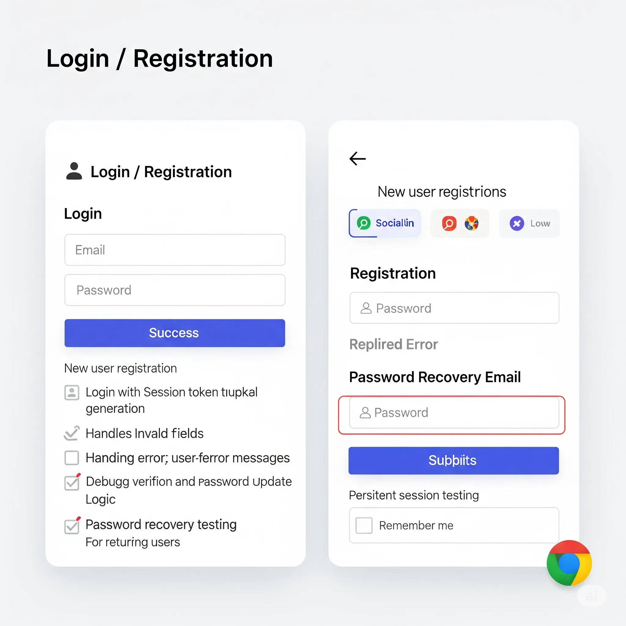 mobile version of password recovery form with animated confirmation message and input validation