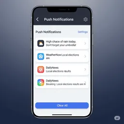 mobile screen showing a push notification permission request with allow and deny buttons