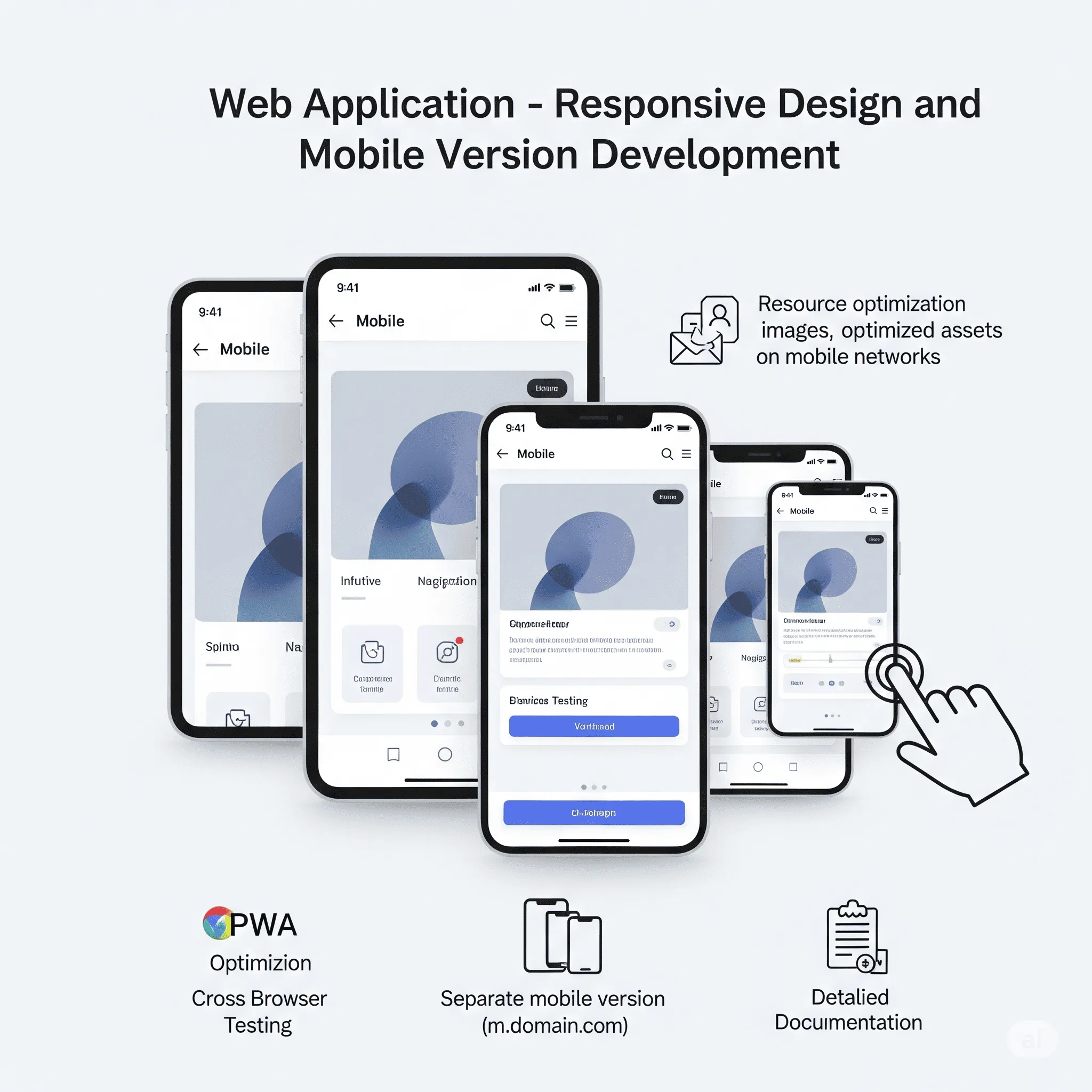 mobile view of responsive homepage layout with optimized load speed and mobile-first design approach