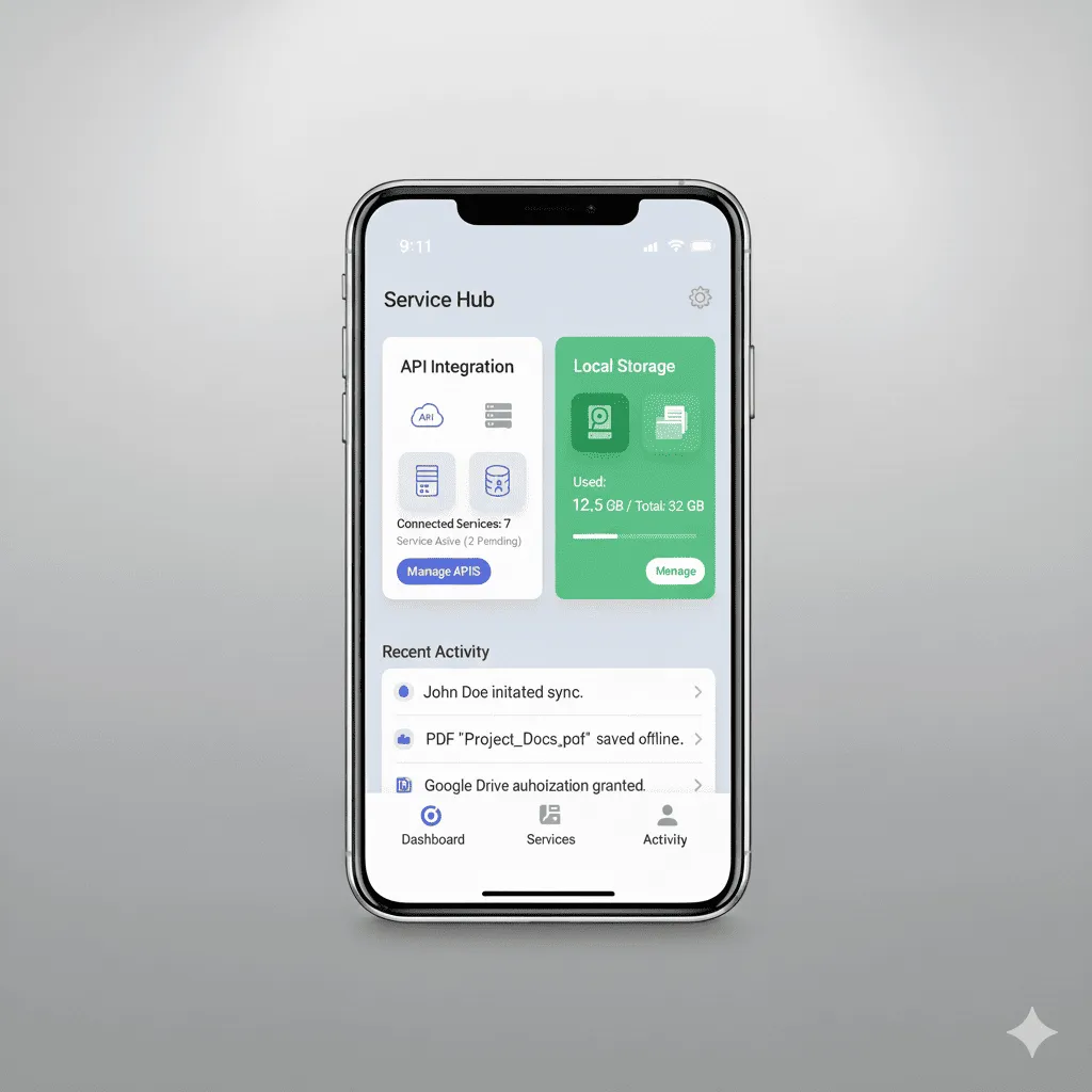 mobile interface showing queued API requests waiting for reconnection