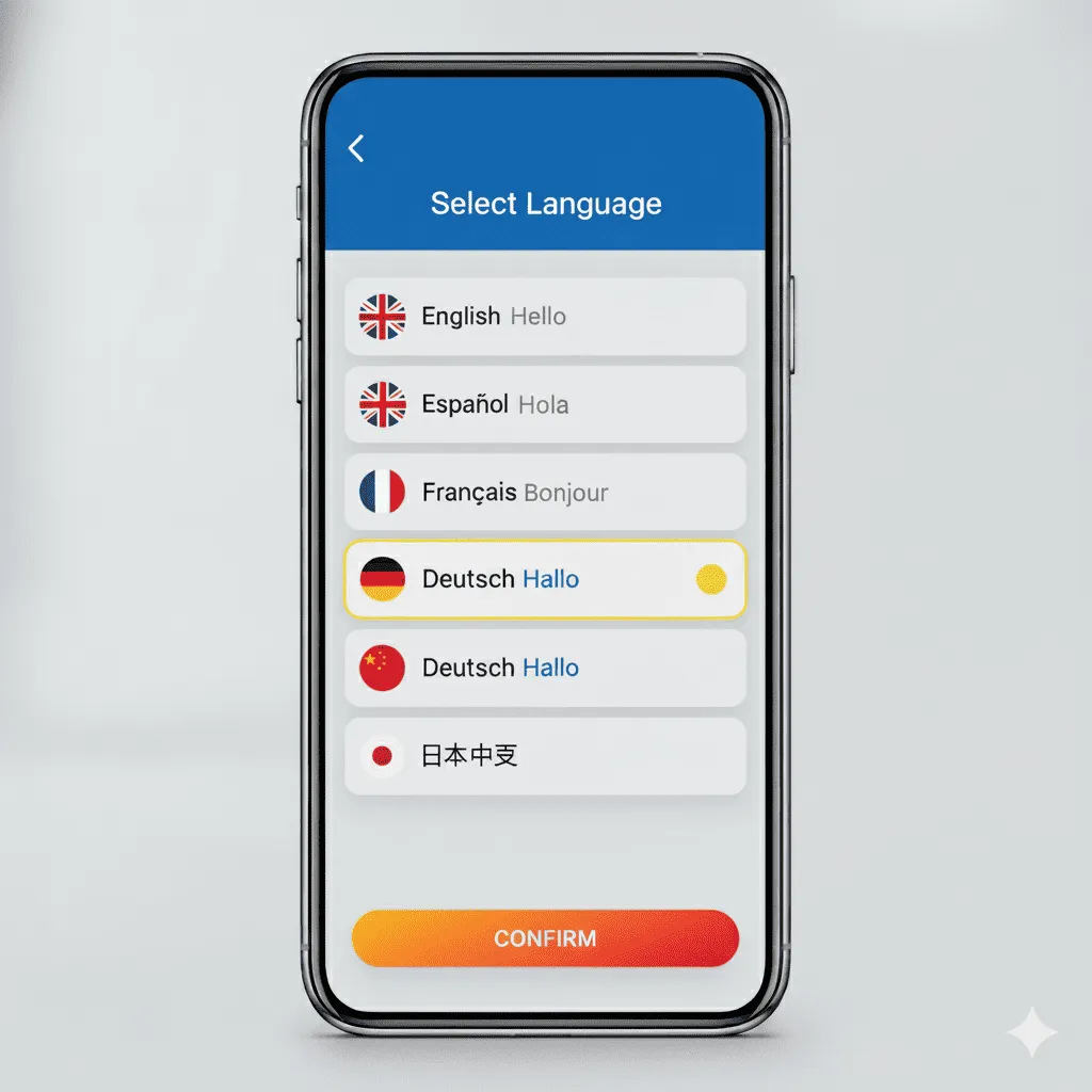 mobile preview of interface adapted for right-to-left language layout such as Arabic