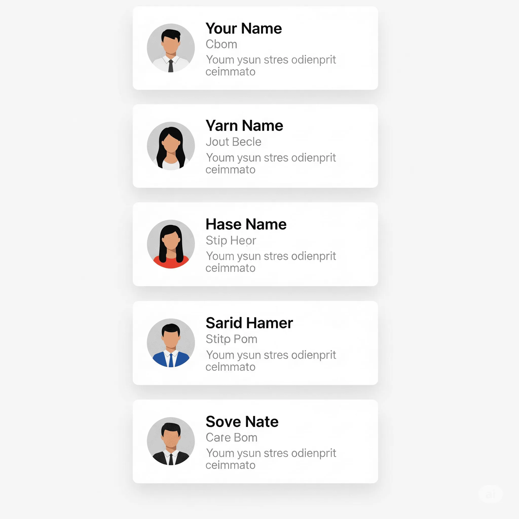 mobile preview of team section with clean, minimal design optimized for small screens