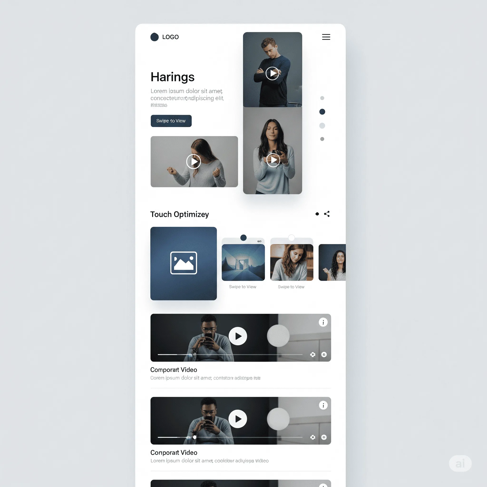 mobile view of responsive gallery with touch-friendly swipe navigation